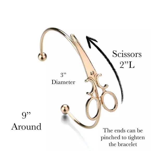 Decorative Scissor Bracelet Bangle Cuff - Picture 16 of 16